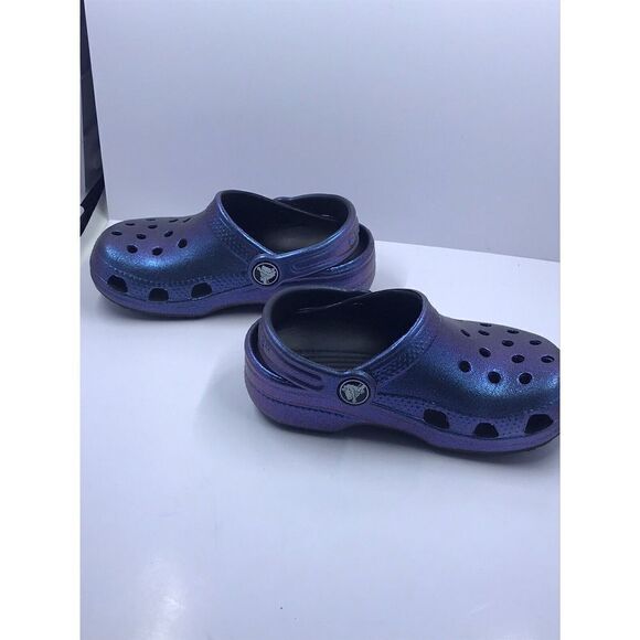 Crocs Classic Rare BLACK IRIDESCENT Clog KIDS size 8/9 - Picture 9 of 11